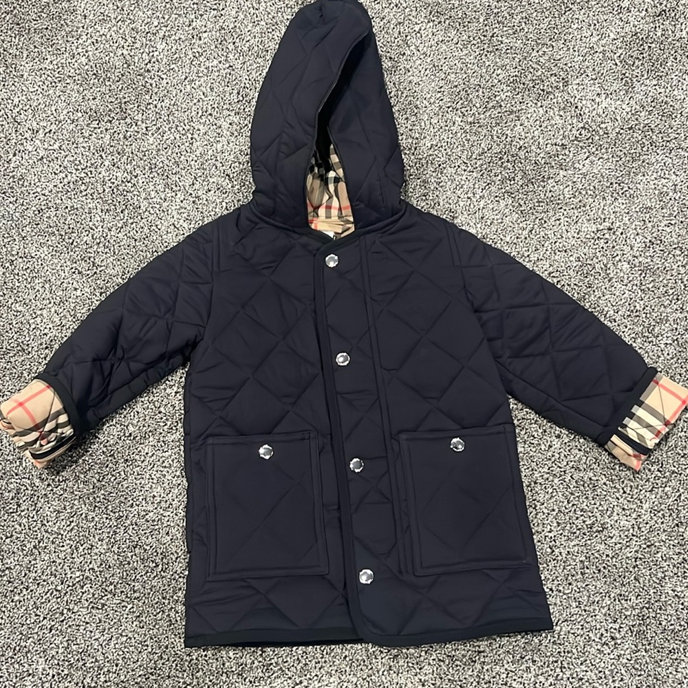 Black Quilted Vintage Check Baby Coat